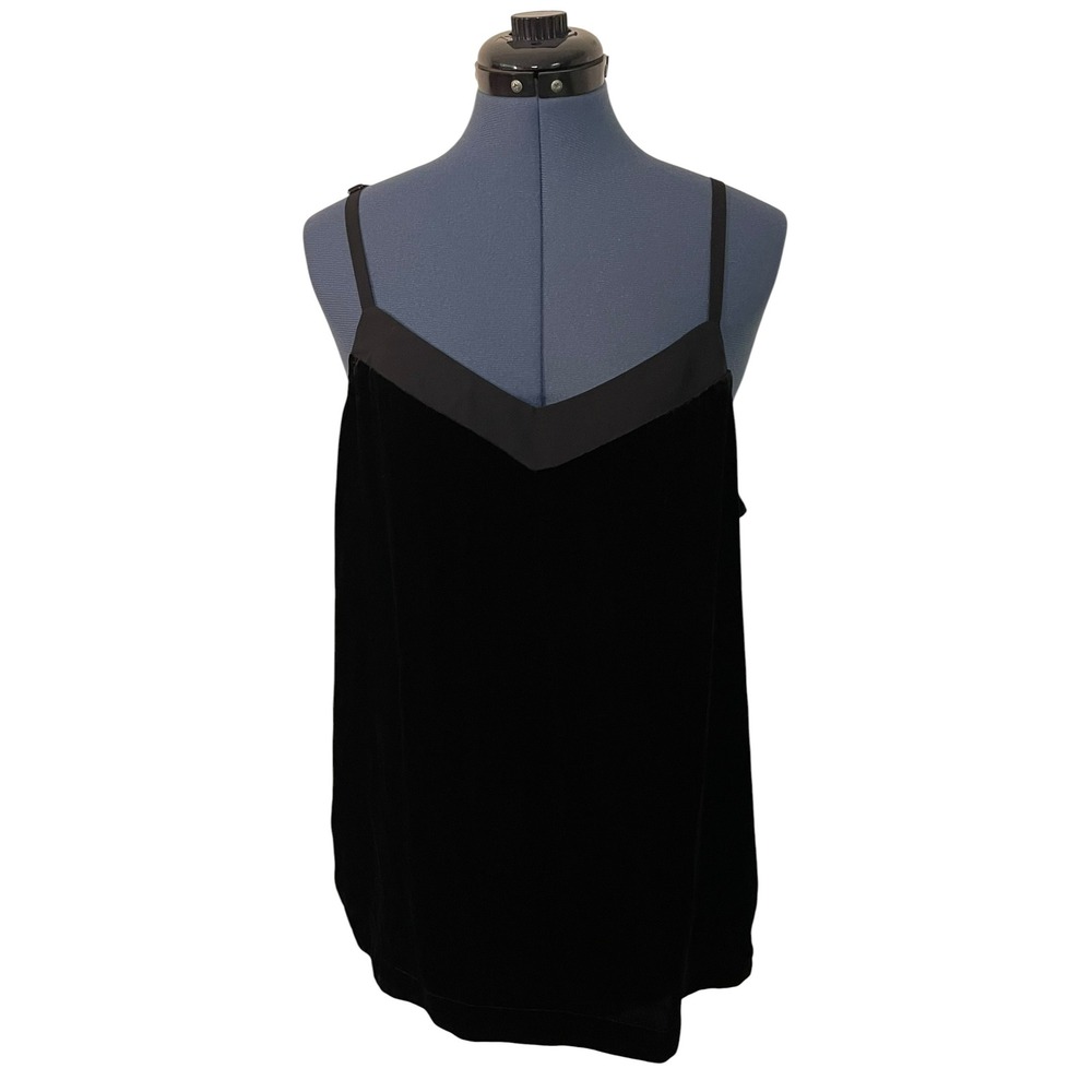 Sundance Black Velvet‎ V Neck Camisole Tank Top Silk Blend Whimsigoth Luxury XXL